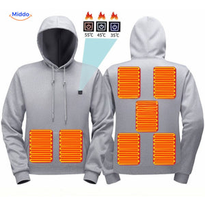 heatpro hoodie grijze uitvoering met meerdere verwarmingszones