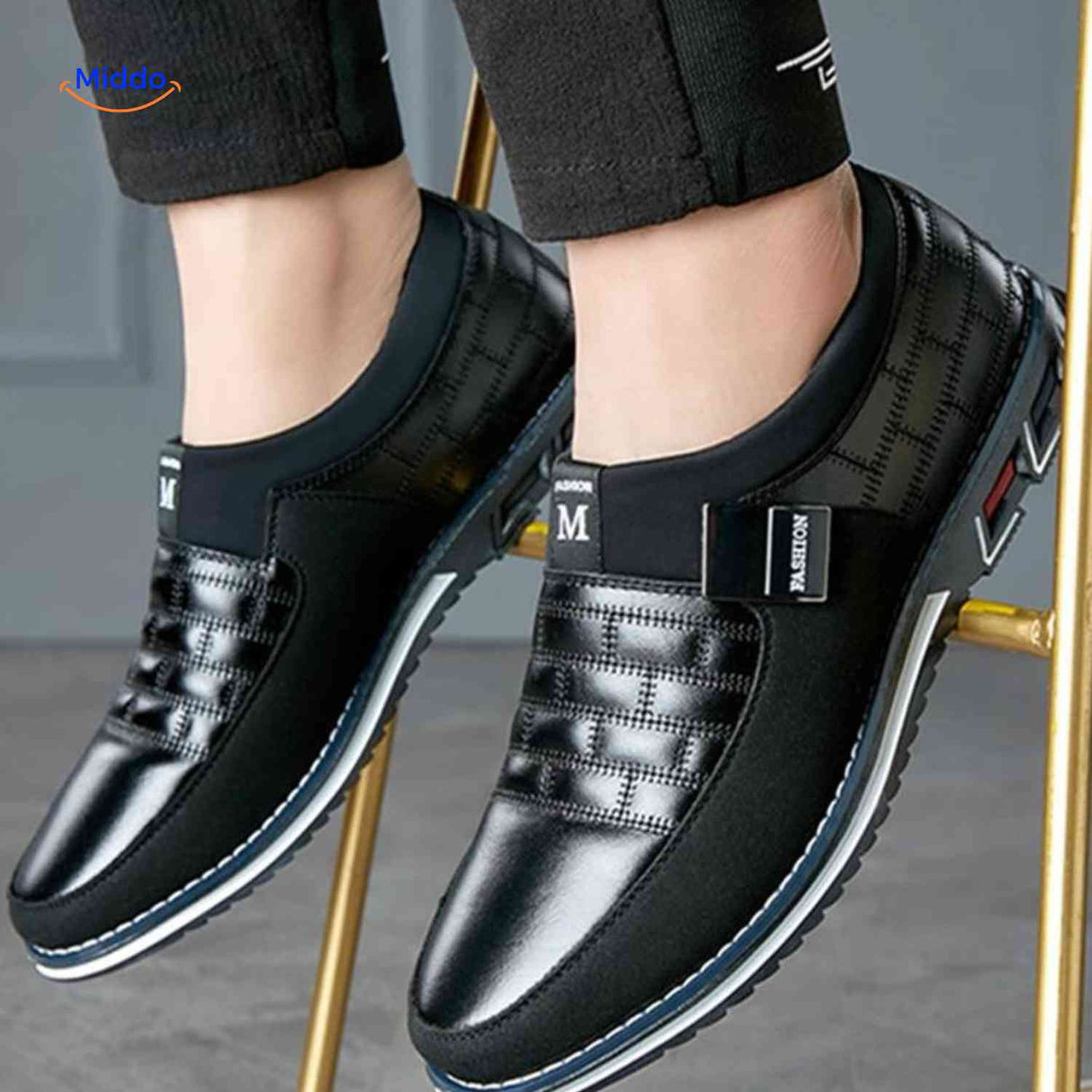 heren blauwe slip on casual schoenen ademend lichtgewicht comfort ontwerp www.middo.nl