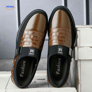 heren casual loafers bruin zwart modern ontwerp slip on kantoorschoenen www.middo.nl