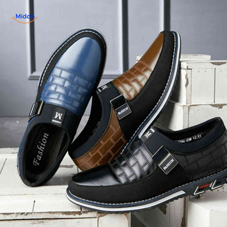 heren zwarte slip on loafers glanzende afwerking zachte gedempte zool www.middo.nl