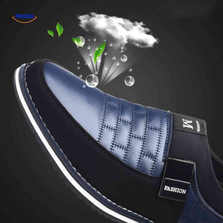 heren zwarte slip on loafers premium uitstraling zachte binnenzool comfort www.middo.nl