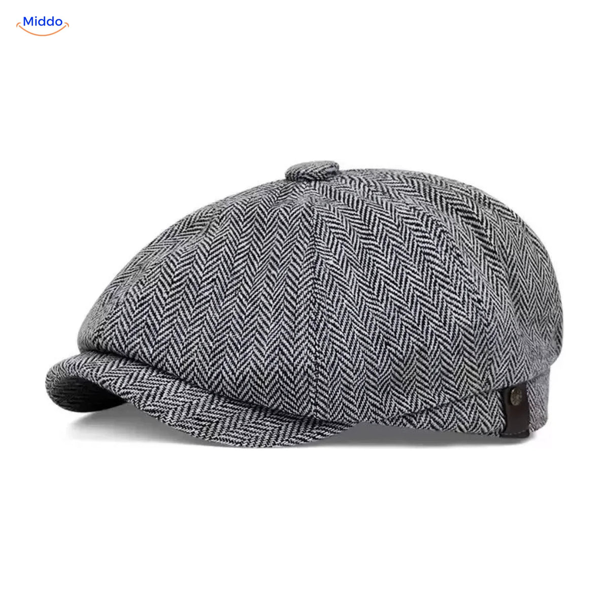 Heritage Eight flat cap, Visgraat grijs