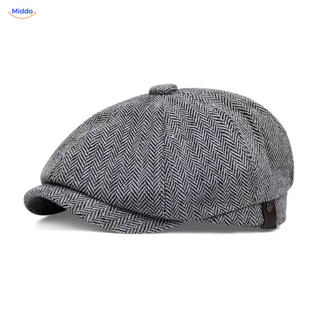 Heritage Eight flat cap, Visgraat grijs