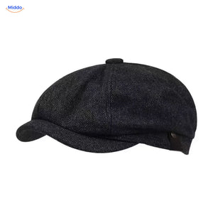 Heritage Eight flat cap, Kleine ruit zwart