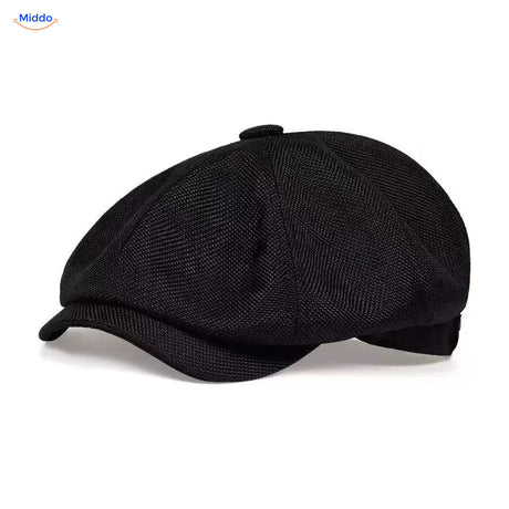 Heritage Eight flat cap, Linnen zwart