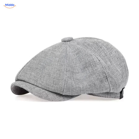 Heritage Eight flat cap, Linnen lichtgrijs