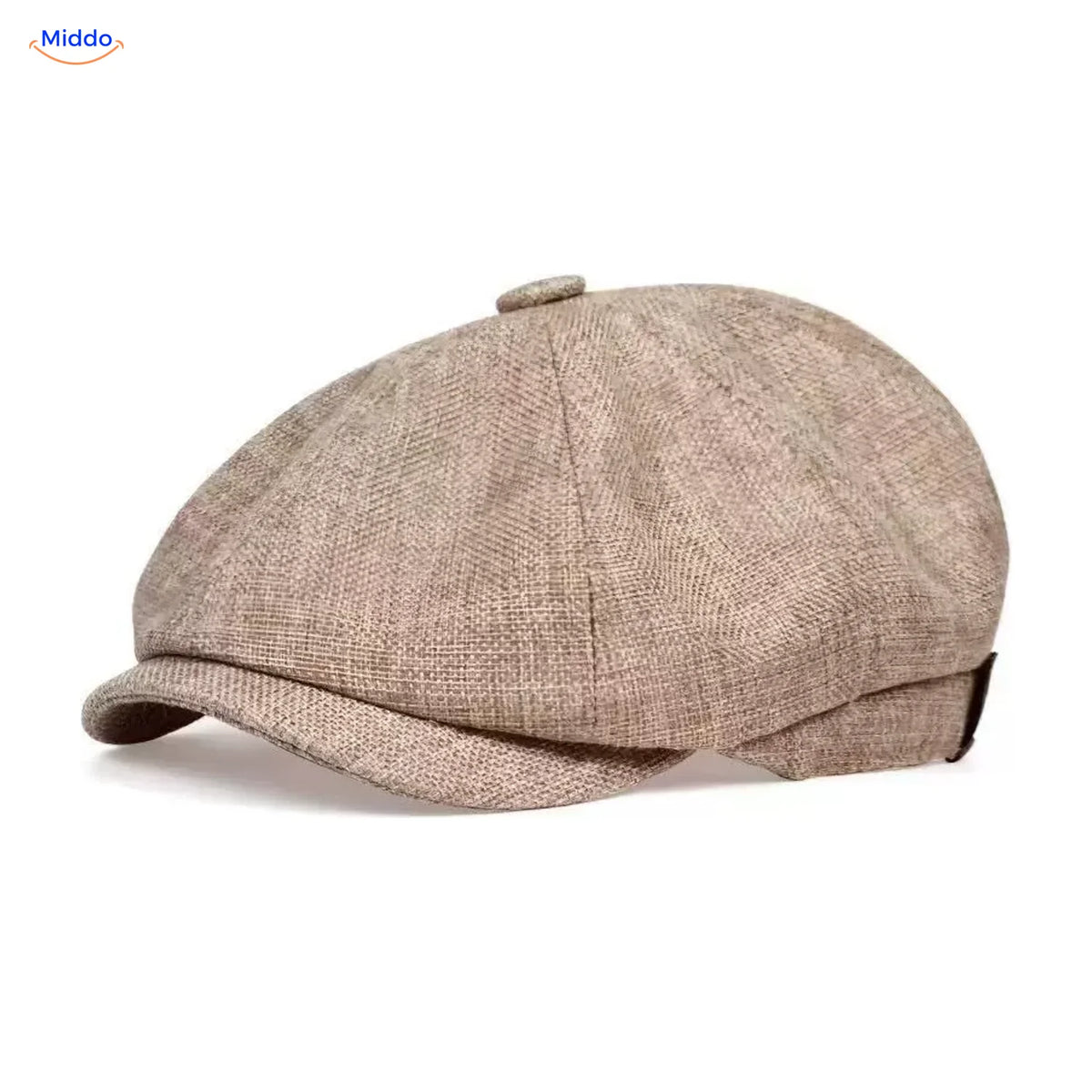 Heritage Eight flat cap, Linnen beige