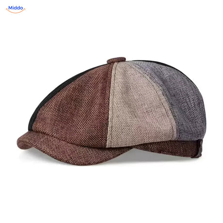Heritage Eight flat cap, Linnen kleurblok