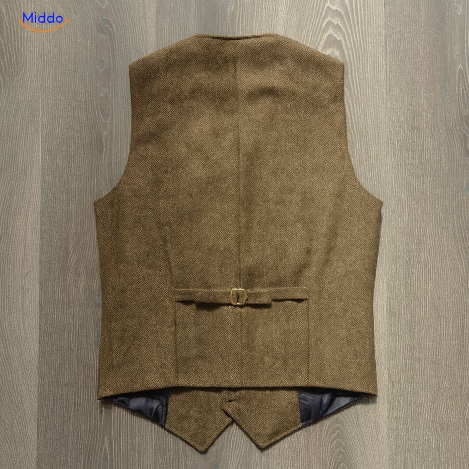 herringlux vest achterkant bruin wol www.middo.nl