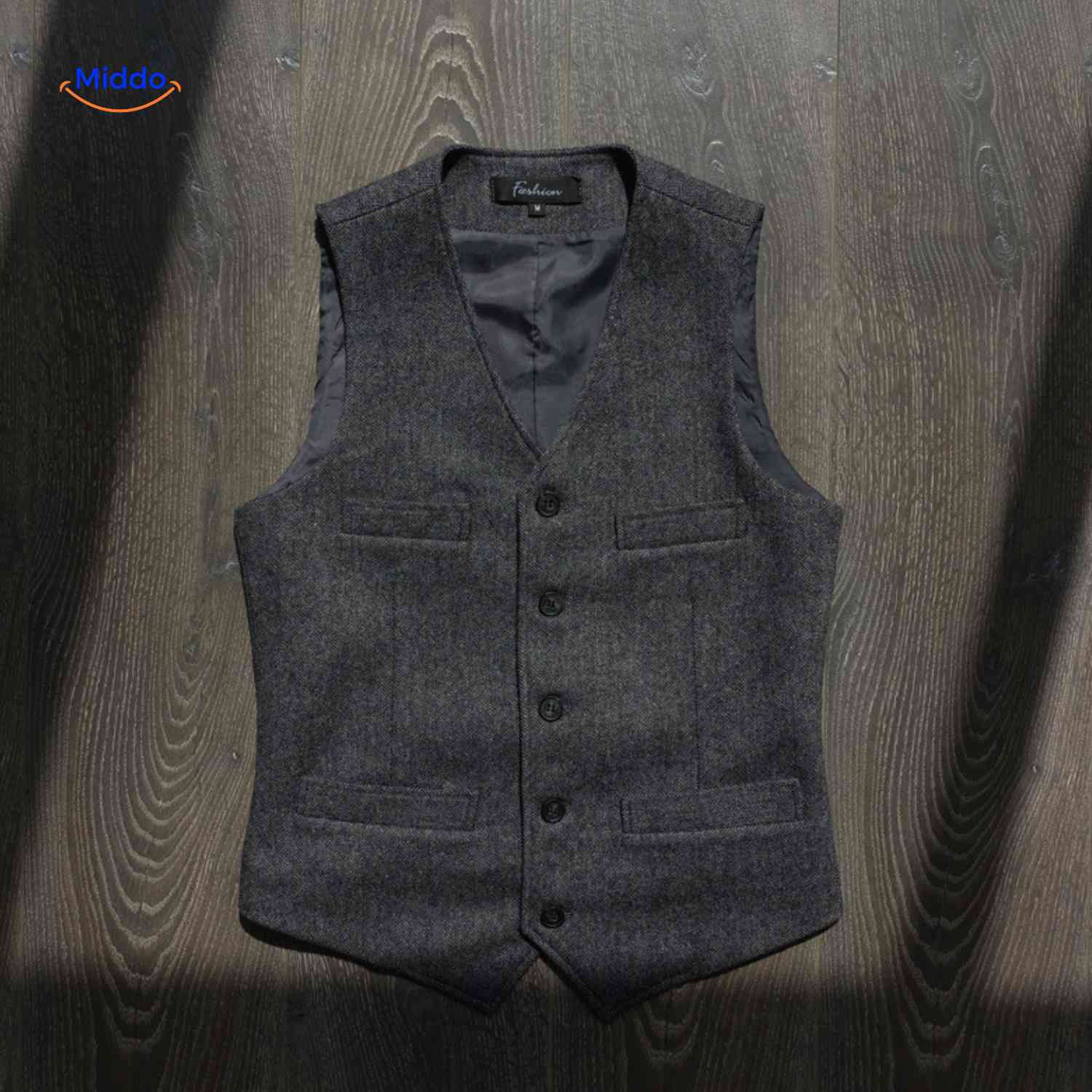 herringlux vest donkergrijs voorzijdewww.middo.nl