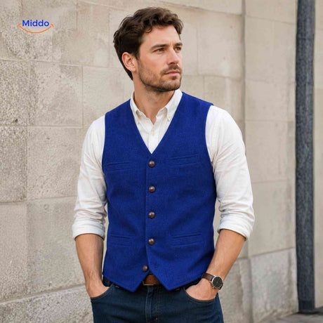 herringlux vest heren blauw gilet klassiek www.middo.nl