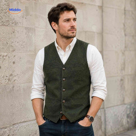 herringlux vest heren groen gilet elegant www.middo.nl