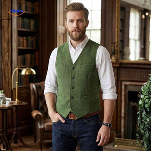 herringlux vest heren groen gilet klassiek www.middo.nl