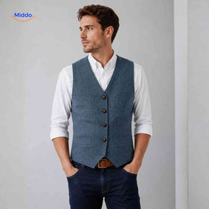 herringlux vest heren lichtblauw gilet modern www.middo.nl