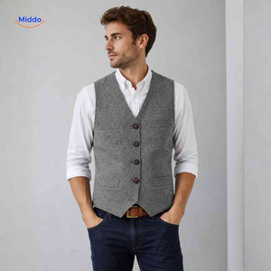 herringlux vest heren lichtgrijs gilet casual www.middo.nl
