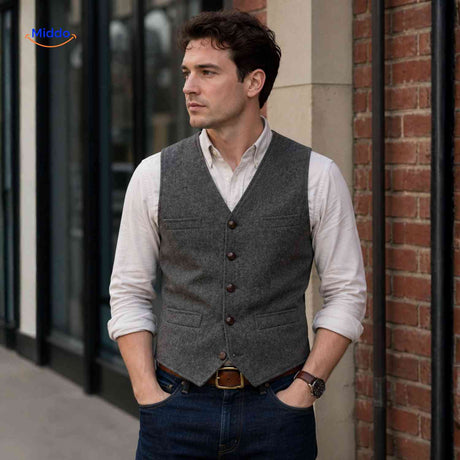 herringlux vest heren wollen gilet casual www.middo.nl