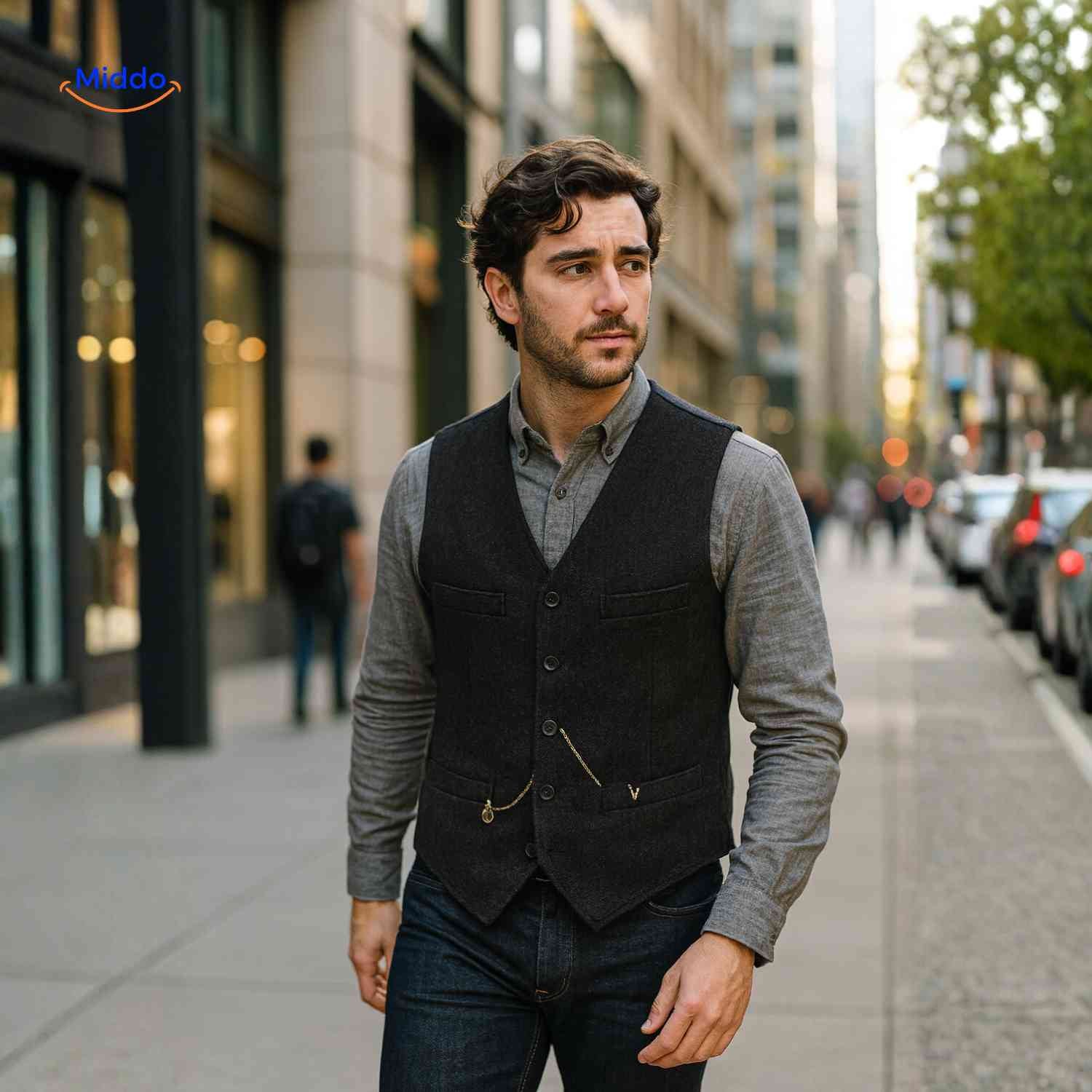 herringlux vest heren zwart buitenwww.middo.nl