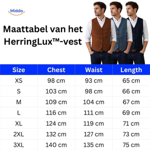 herringlux vest maattabel heren gilet www.middo.nl
