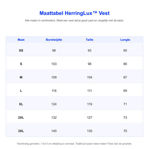 Maattabel HerringLux vest
