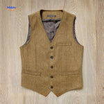 herringlux vest voorkant bruin met knopen www.middo.nl