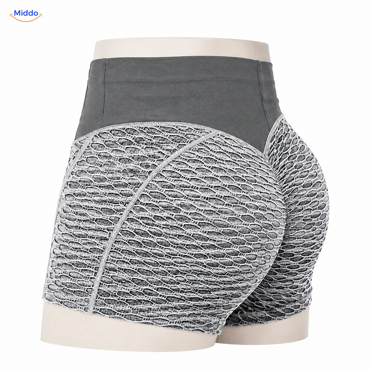 IceSilk sportshort met hoge taille en honingraatstructuur in asgrijs