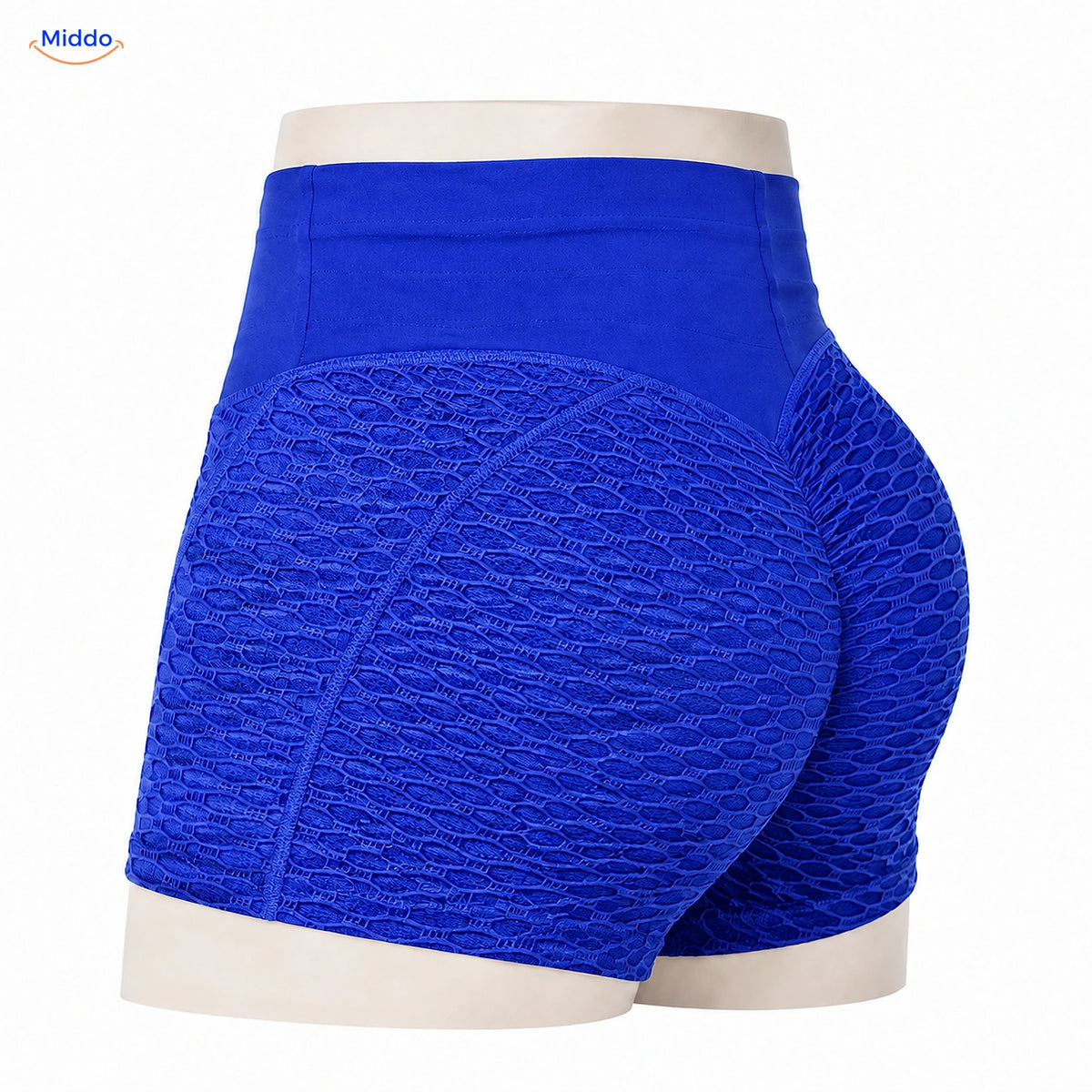 IceSilk sportshort met hoge taille en honingraatstructuur in blauw