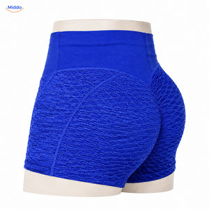 IceSilk sportshort met hoge taille en honingraatstructuur in blauw