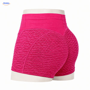 IceSilk sportshort met hoge taille en honingraatstructuur in rozerood