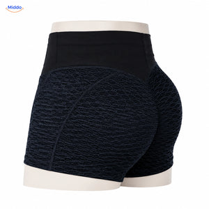 IceSilk sportshort met hoge taille en honingraatstructuur in zwart