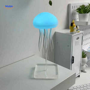 jellyglow lamp paarse kwal nachtlamp op bureau www.middo.nl