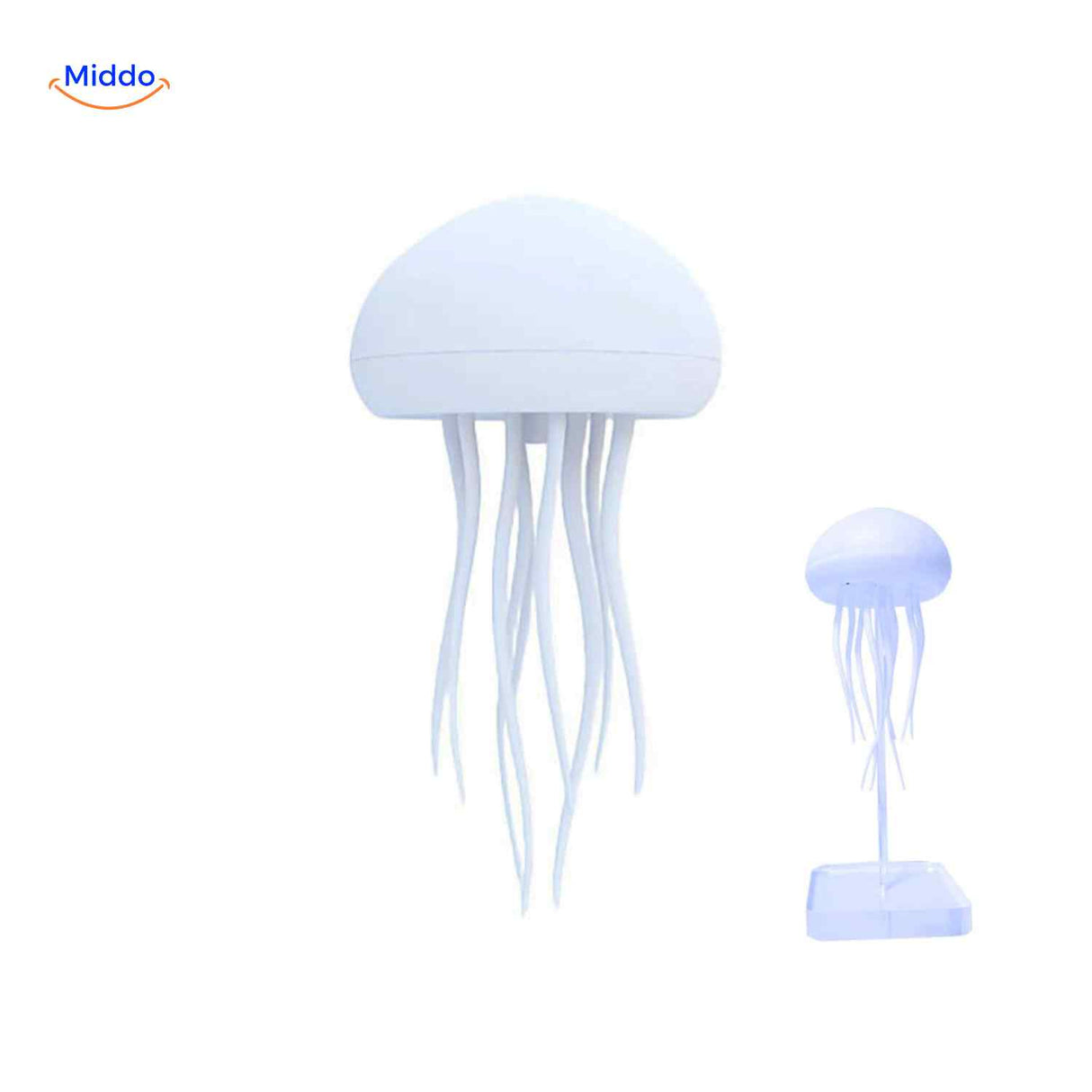 jellyglow lamp witte kwalvorm lamp op heldere voet www.middo.nl