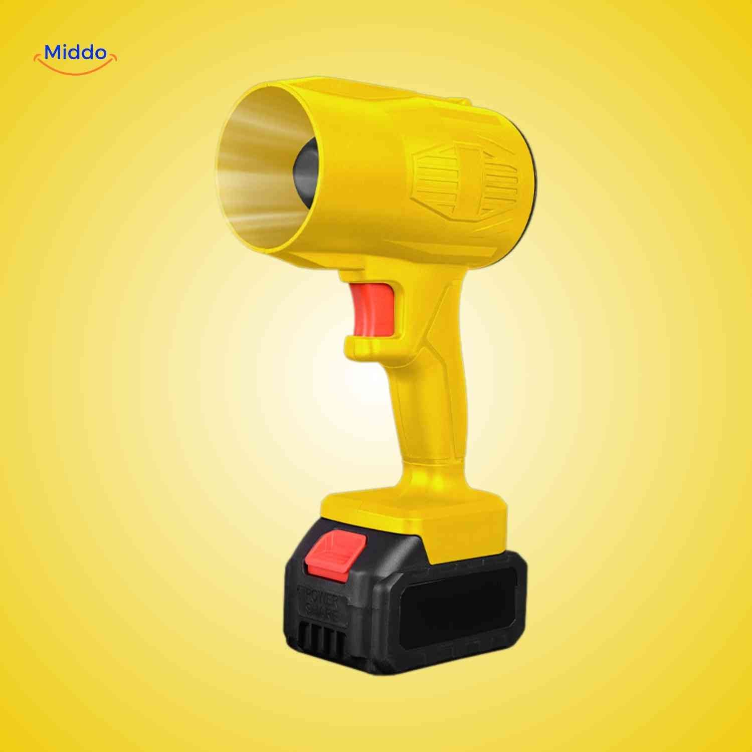 jetstorm blower hogesnelheidsventilator op batterij geel kleur www.middo.nl