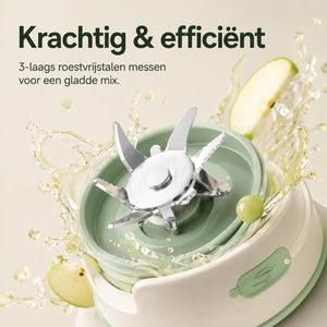 Krachtige meerlaagse roestvrijstalen messen van de JuiceX blender voor een glad en gelijkmatig resultaat.