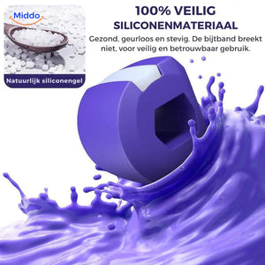 Blauwe KaakMaster Pro kaaktrainer van siliconen materiaal voor gezichtsversteviging.