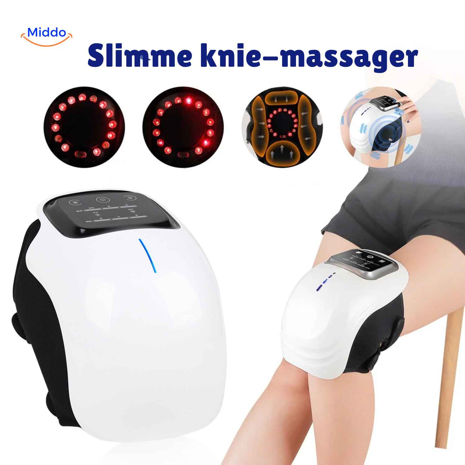 kneetherma massager knie massage met roodlicht en intelligente warmte www.middo.nl