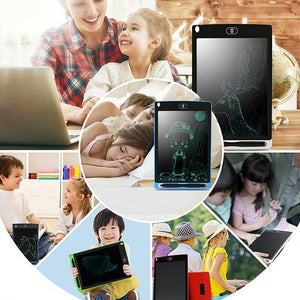 Kinderen spelen en leren met lcd-schrijf-tablet