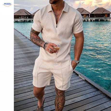 Leander zomerset heren polo en short beige