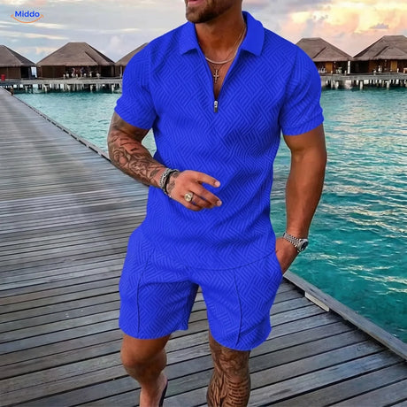 Leander zomerset heren polo en short blauw