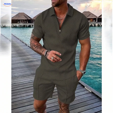 Leander zomerset heren polo en short legergroen