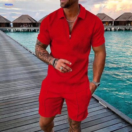 Leander zomerset heren polo en short rood