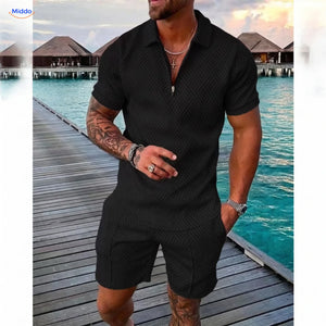 Leander zomerset heren polo en short zwart