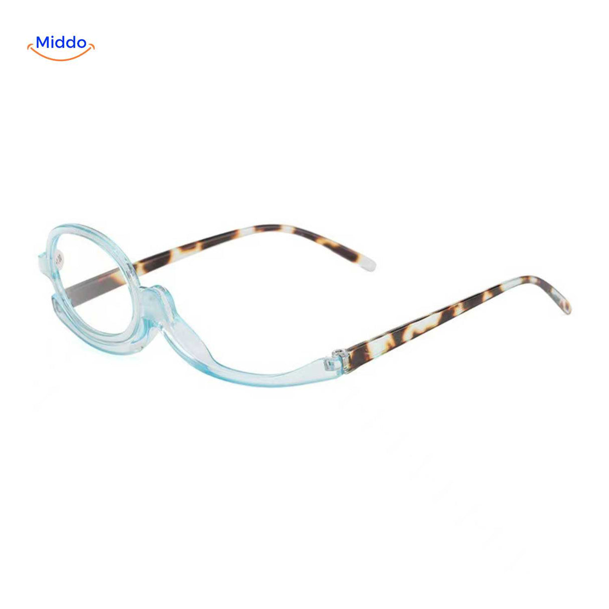loopex bril blauwe transparante make up bril met panter poten www.middo.nl