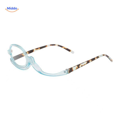 loopex bril blauwe transparante make up bril met panter poten www.middo.nl