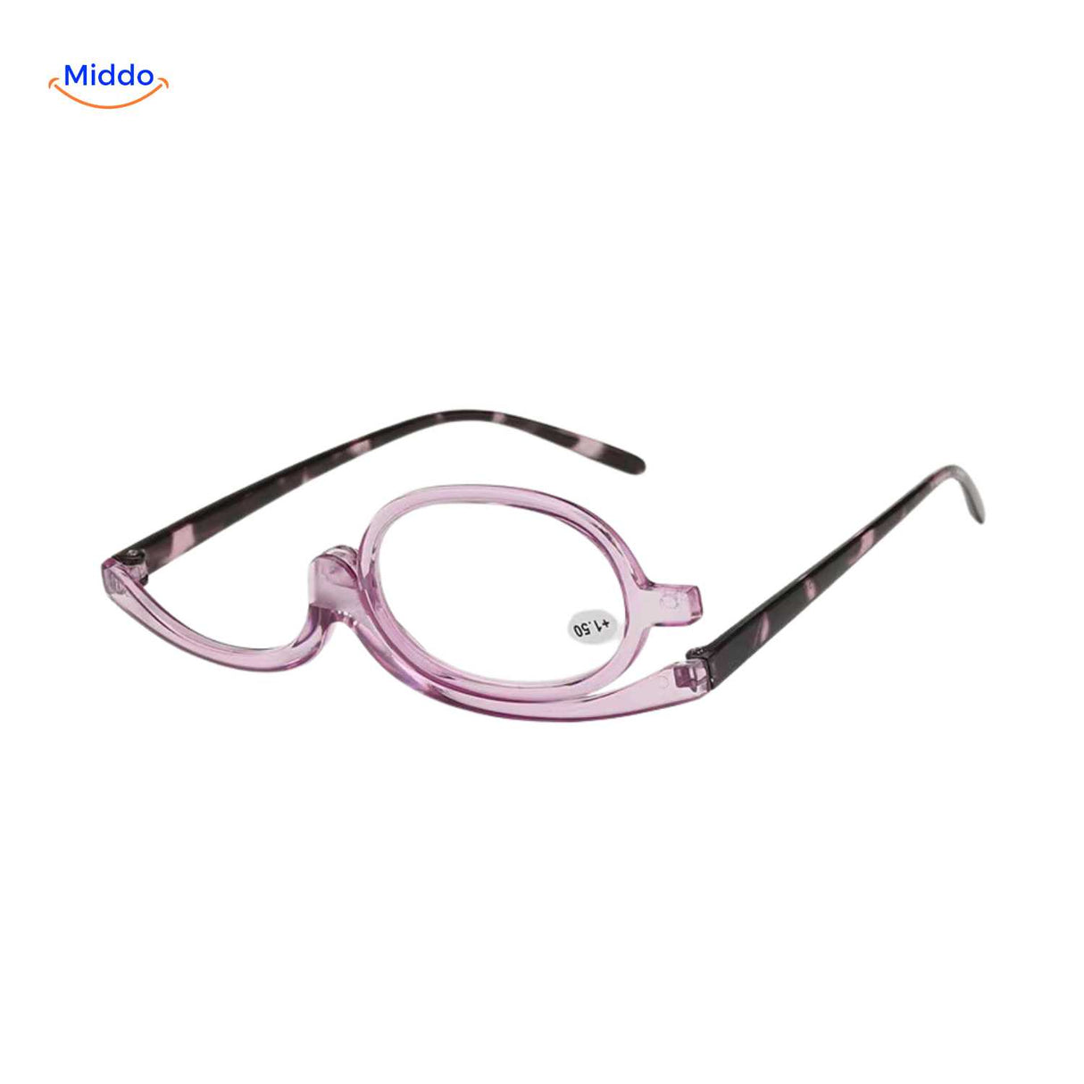 loopex bril lichtpaarse bril met donkere poten voor make up www.middo.nl