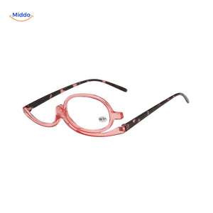 loopex bril roze bril met zwarte poten voor make up toepassing www.middo.nl