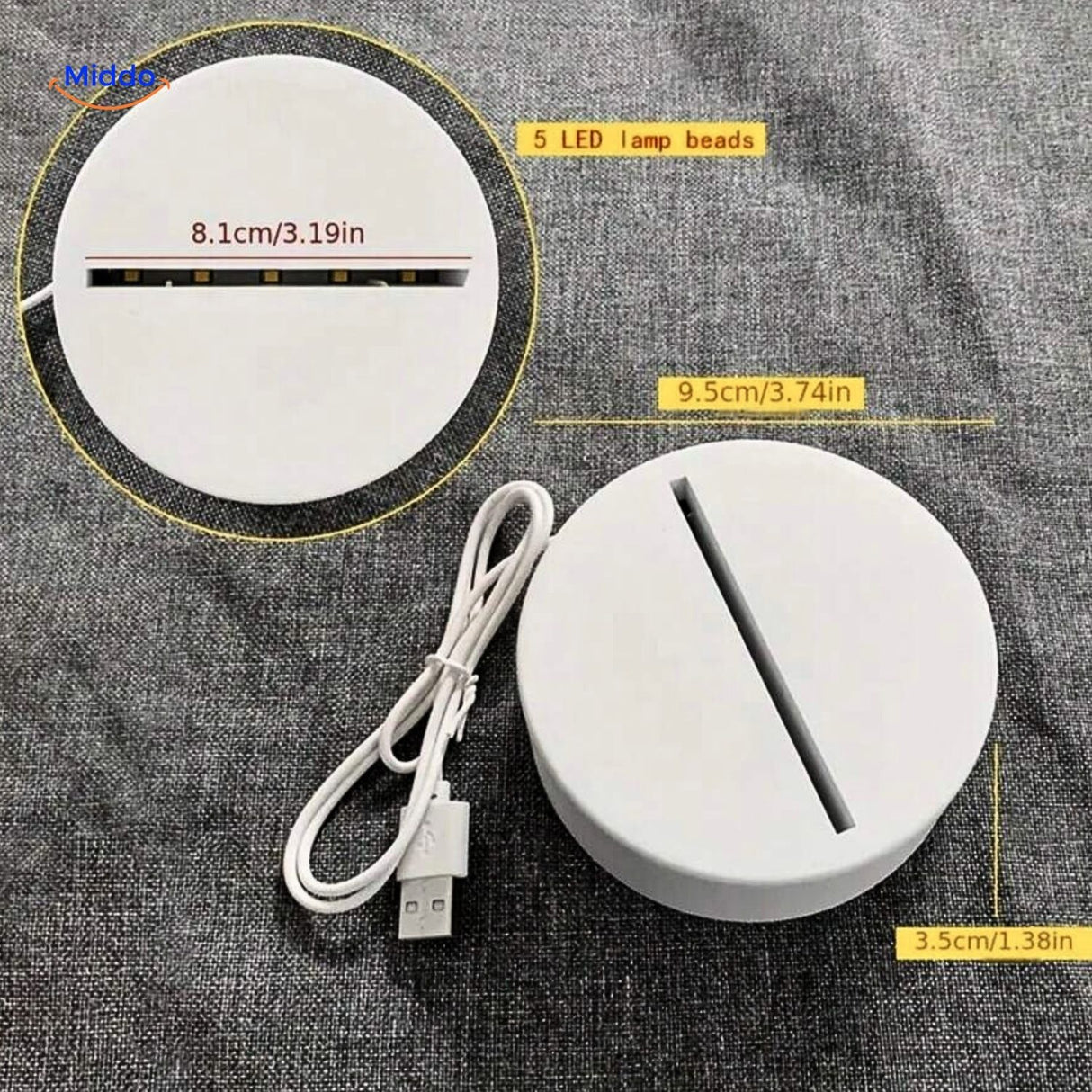 luminote bureau lamp rond led basis met usb kabel en maten middo.nl