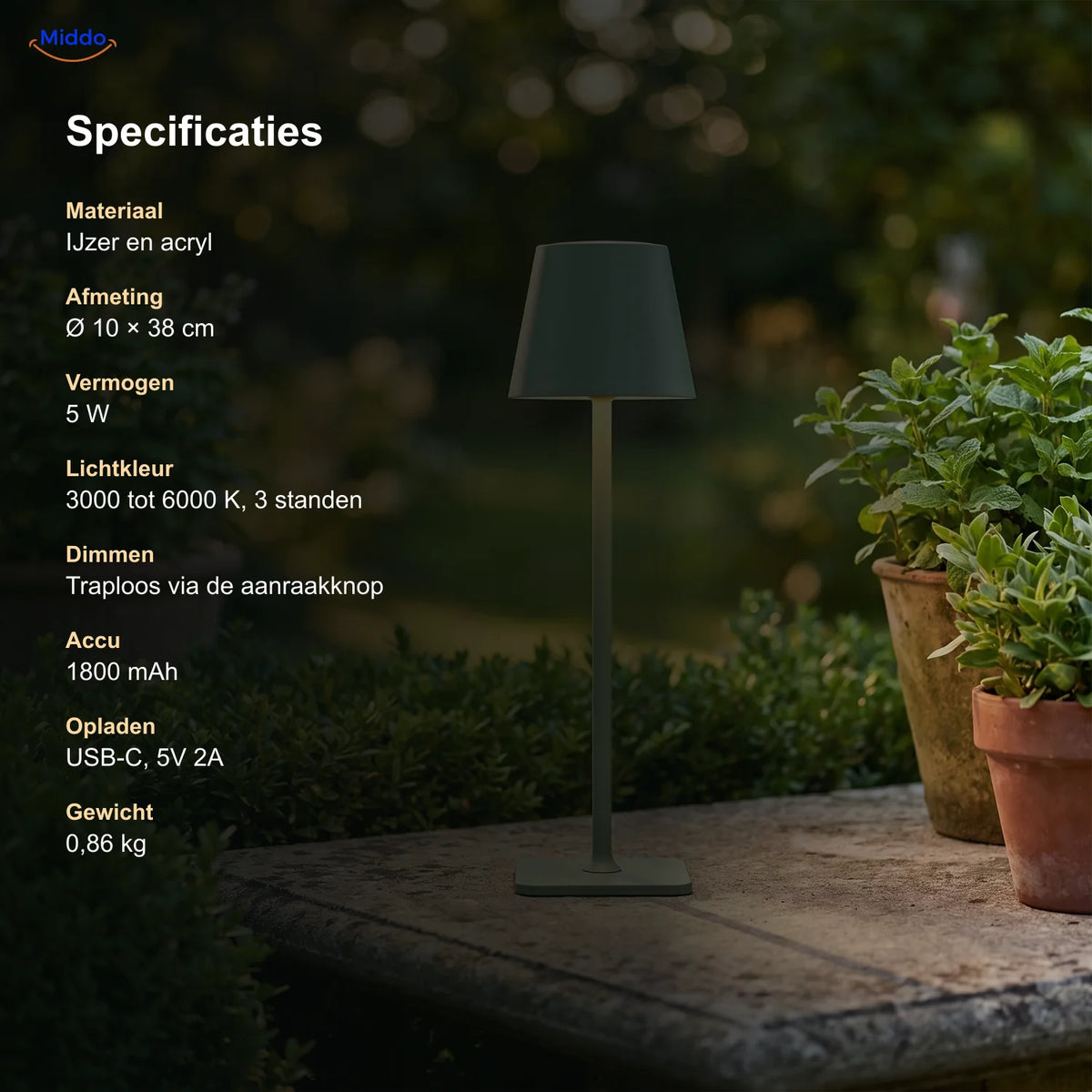 Specificaties van de Lumiset tafellamp