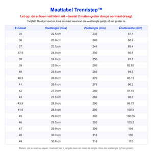 Maattabel Trendstep