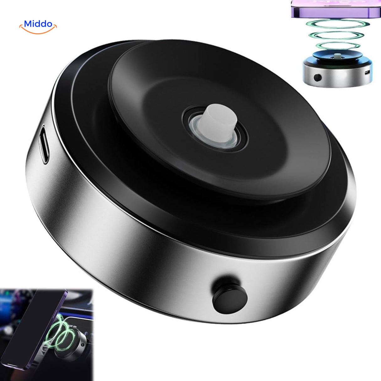 Magnamount™ Draagbare 360° Autohouder Zilver