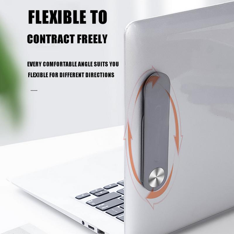 Flexibele MagnetClip bevestigd aan zijkant van laptop.